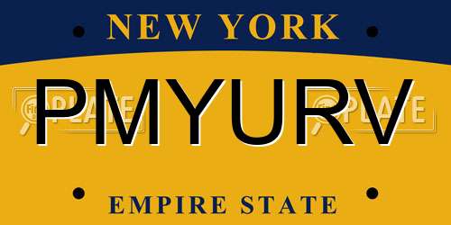 PMYURV New York License Plate