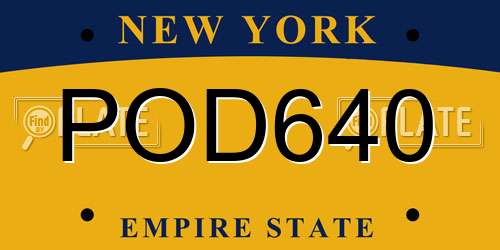 POD640 New York License Plate