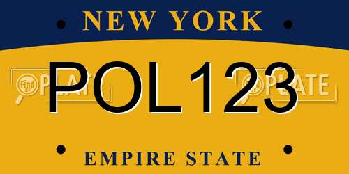 POL123 New York License Plate