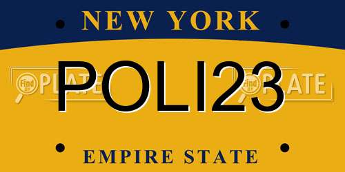 POLI23 New York License Plate