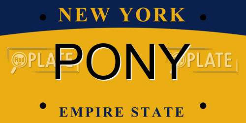 PONY New York License Plate