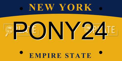 PONY24 New York License Plate