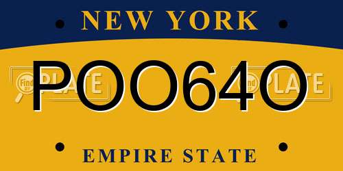 POO64O New York License Plate