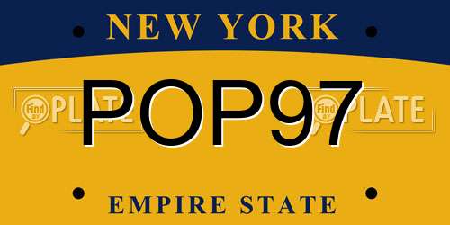 POP97 New York License Plate