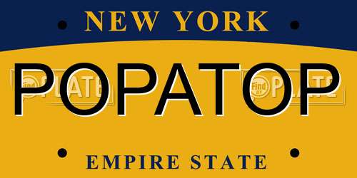 POPATOP New York License Plate