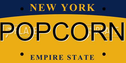 POPCORN New York License Plate