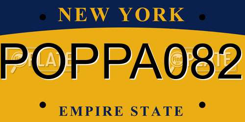 POPPA082 New York License Plate