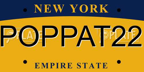 POPPAT22 New York License Plate
