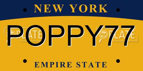 POPPY77 New York License Plate