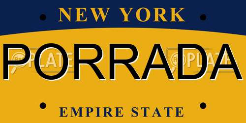 PORRADA New York License Plate