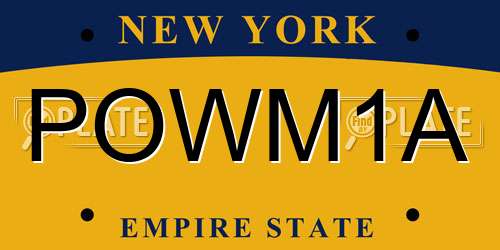 POWM1A New York License Plate
