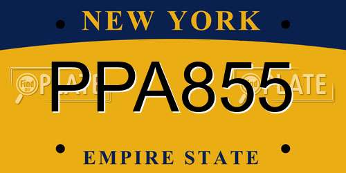 PPA855 New York License Plate