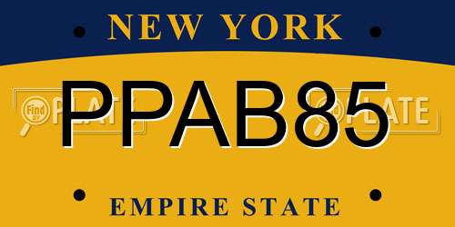 PPAB85 New York License Plate
