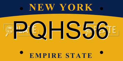 PQHS56 New York License Plate
