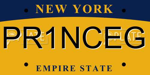 PR1NCEG New York License Plate