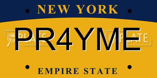 PR4YME New York License Plate