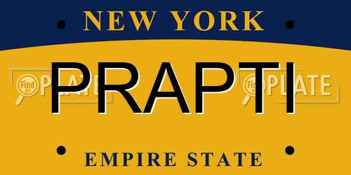 PRAPTI New York License Plate