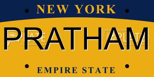PRATHAM New York License Plate