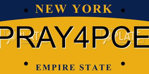 PRAY4PCE New York License Plate