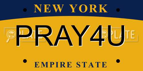PRAY4U New York License Plate