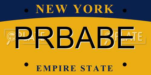 PRBABE New York License Plate