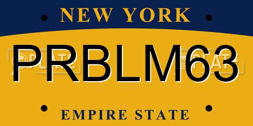 PRBLM63 New York License Plate