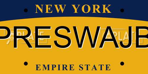 PRESWAJB New York License Plate