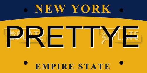 PRETTYE New York License Plate