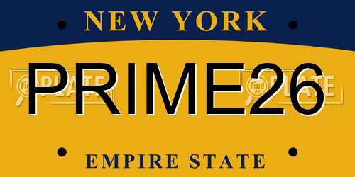 PRIME26 New York License Plate