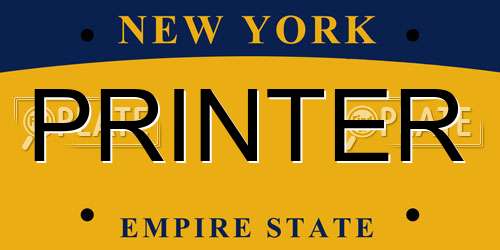 PRINTER New York License Plate
