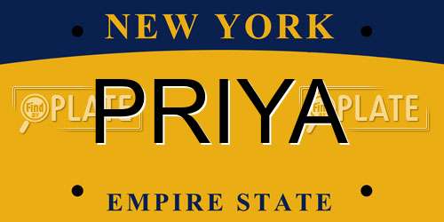 PRIYA New York License Plate