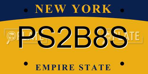 PS2B8S New York License Plate