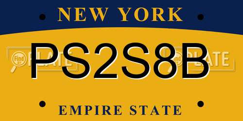 PS2S8B New York License Plate