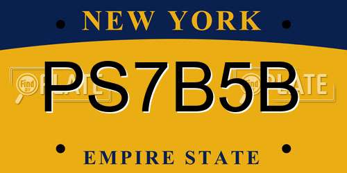PS7B5B New York License Plate