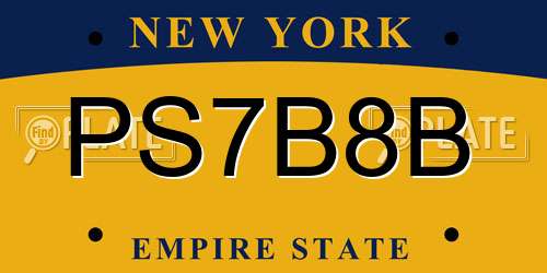 PS7B8B New York License Plate