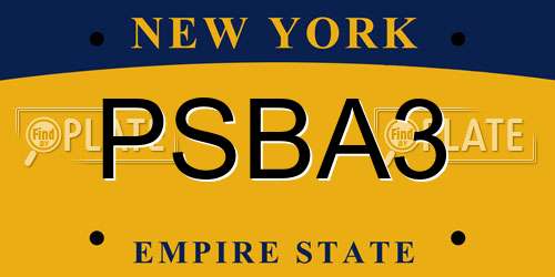 PSBA3 New York License Plate