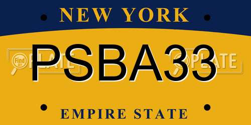 PSBA33 New York License Plate