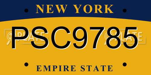 PSC9785 New York License Plate