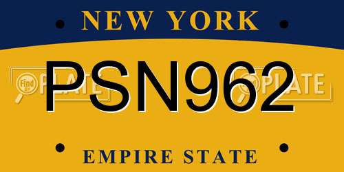 PSN962 New York License Plate