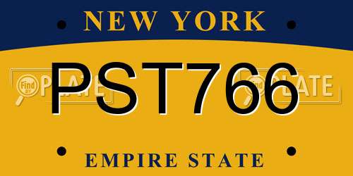 PST766 New York License Plate