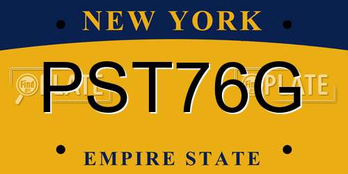 PST76G New York License Plate