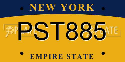 PST885 New York License Plate