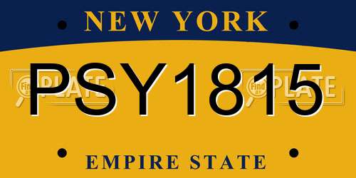 PSY1815 New York License Plate