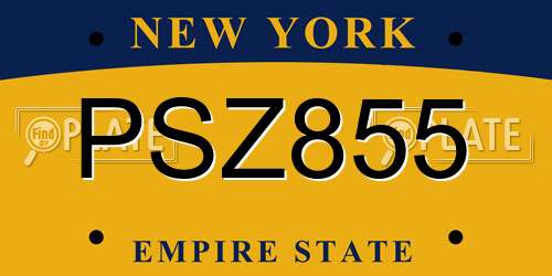 PSZ855 New York License Plate
