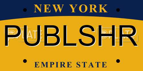 PUBLSHR New York License Plate