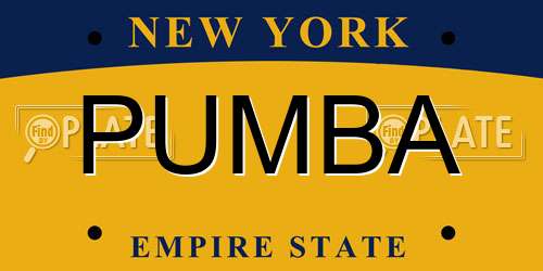 PUMBA New York License Plate