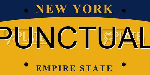 PUNCTUAL license plate in NY state