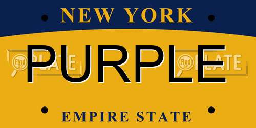 PURPLE New York License Plate