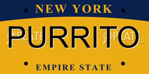 PURRITO New York License Plate