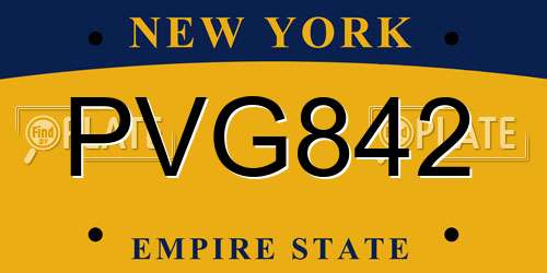 PVG842 New York License Plate